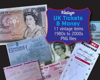 Vintage UK Travel Ephemera: Queen Elizabeth, London Tickets (Digital Download)