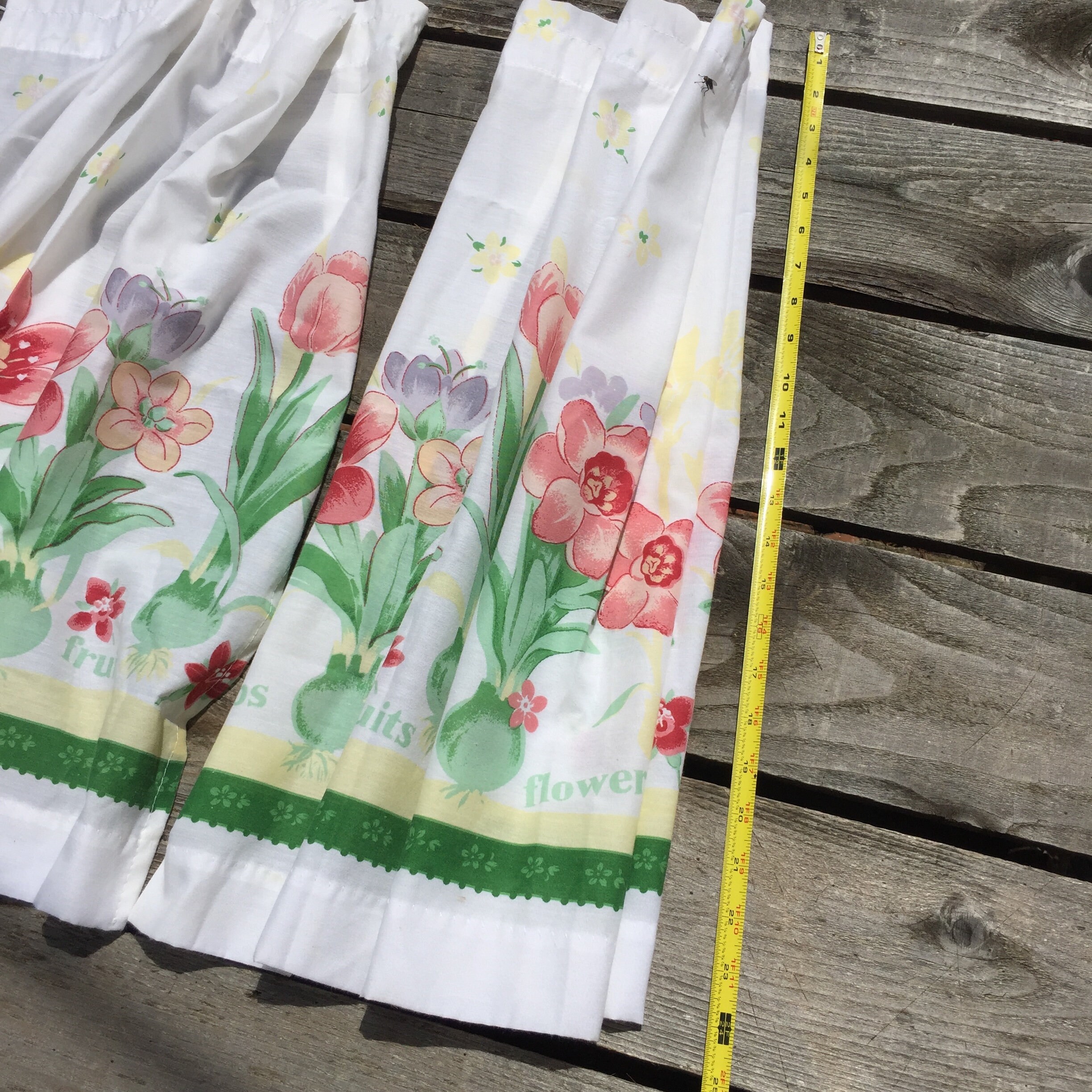 Vtg Küchenvorhang Paar Blumen blumen grün rosa gelb 24 h x 30 | Etsy