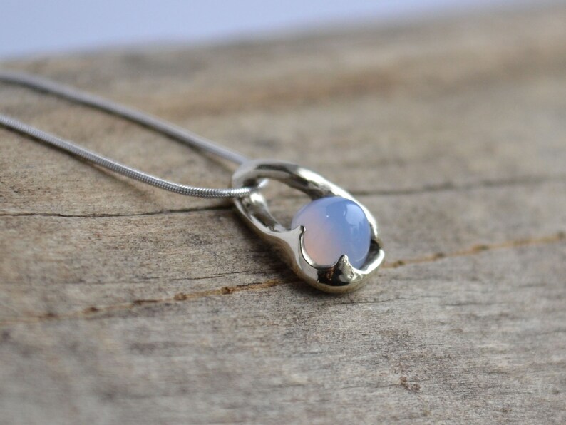 Ellensburg Blue Agate Necklace in 14k White Gold Etsy