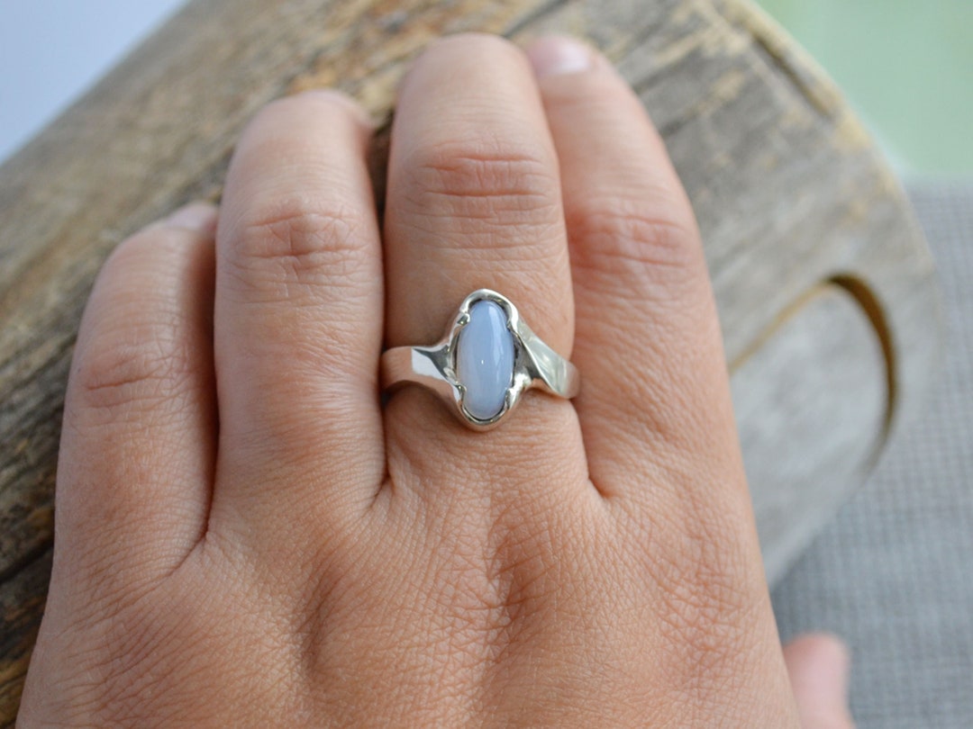 Oval Ellensburg Blue Gemstone Ring in Sterling Silver Size 9 Etsy