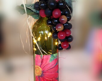 Re-Purposed lighted Celebrate the season! Wine  bottle