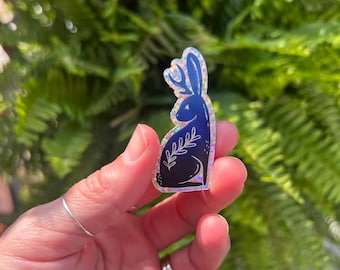 Botanical Jackalope Sticker: Shimmering Holographic Vinyl