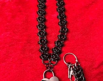 Chain Mail Collar w/Heart Lock