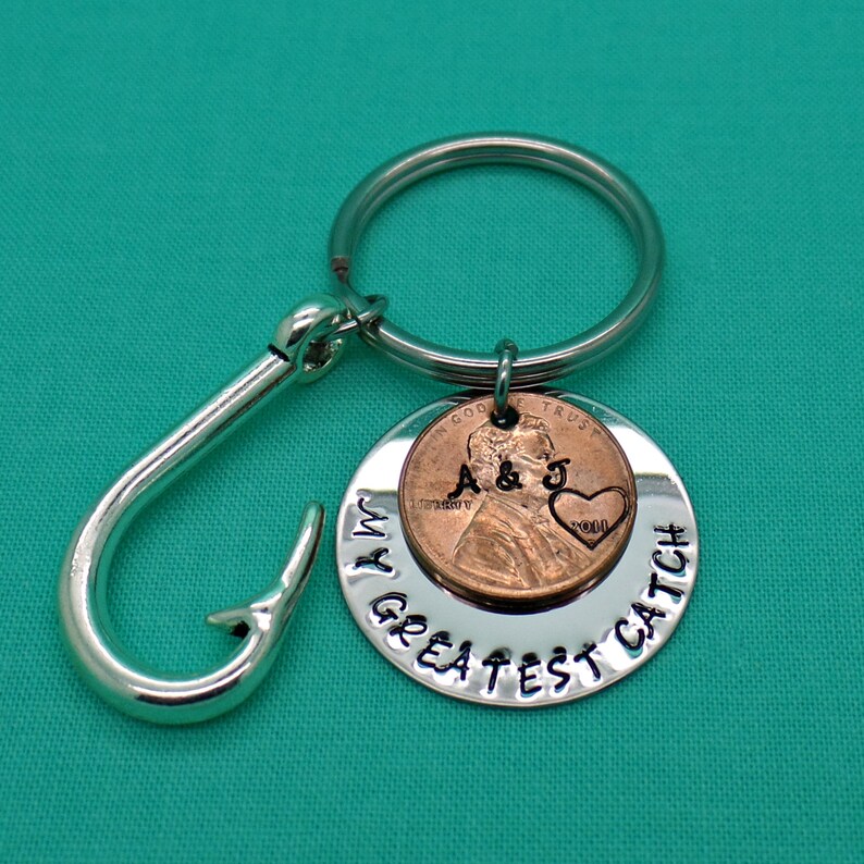 Personalized Keychain Penny Keychain Lucky Penny Gift for Men Gift for Husband Penny Anniversary Gift for Boyfriend Couples Keychain