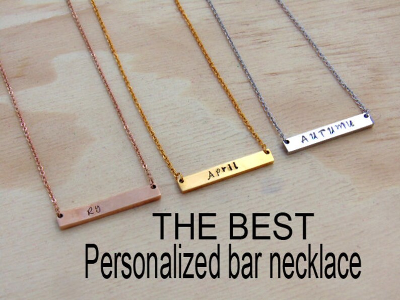 Stainless Steel Bar Hypoallergenic Necklace Personalized Roman Numerals Horizontal Bar Necklace stainless steel horizontal bar necklace