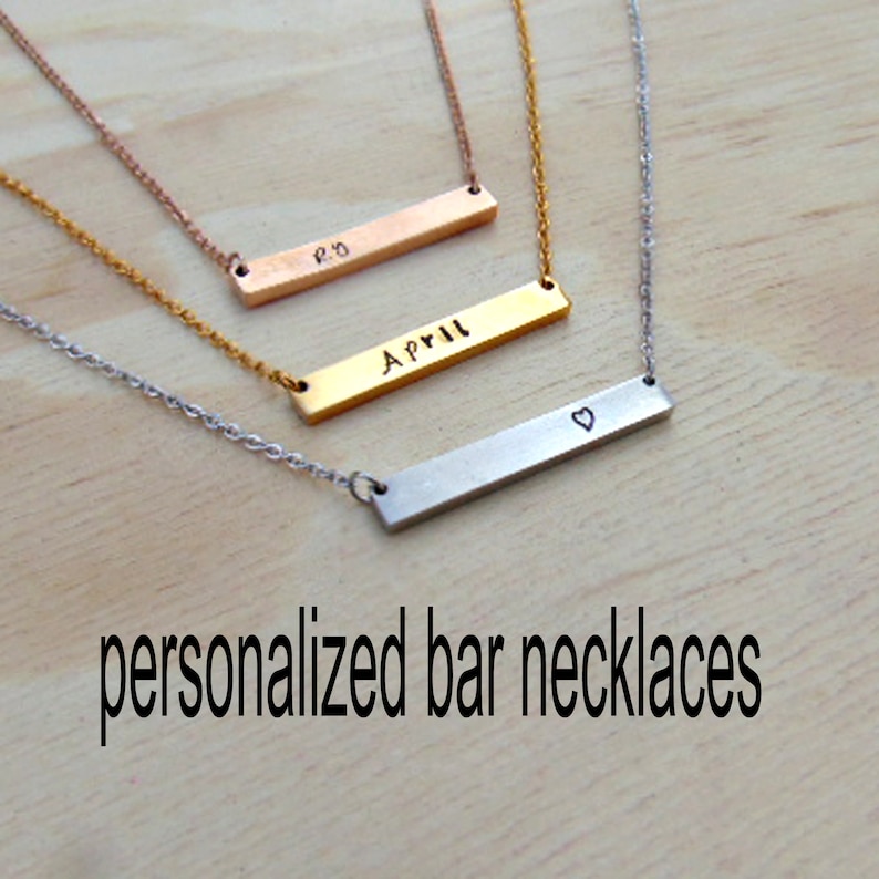 Stainless Steel Bar Hypoallergenic Necklace Personalized Roman Numerals Horizontal Bar Necklace stainless steel horizontal bar necklace