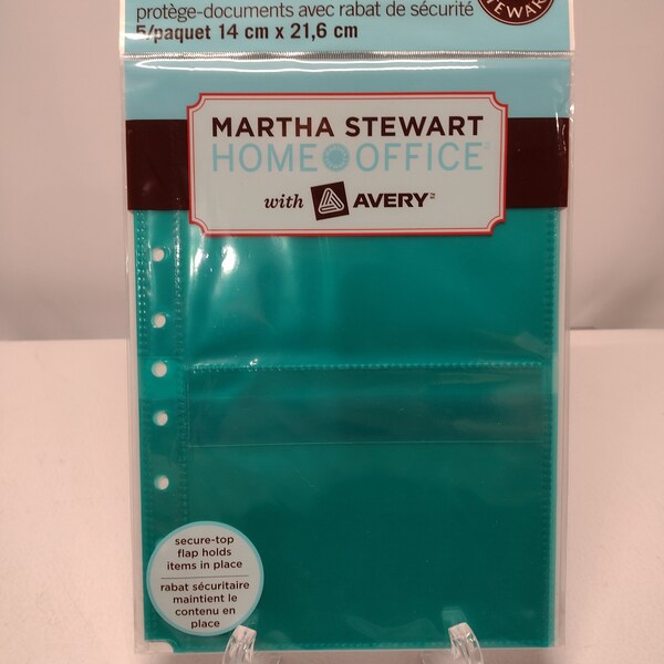 Martha Stewart Avery Double Pocket Sheet Protectors, Blue 5-Pack 5.5 x 8.5in