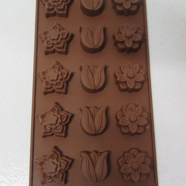 Brown Silicone Flower Mold with Tulips