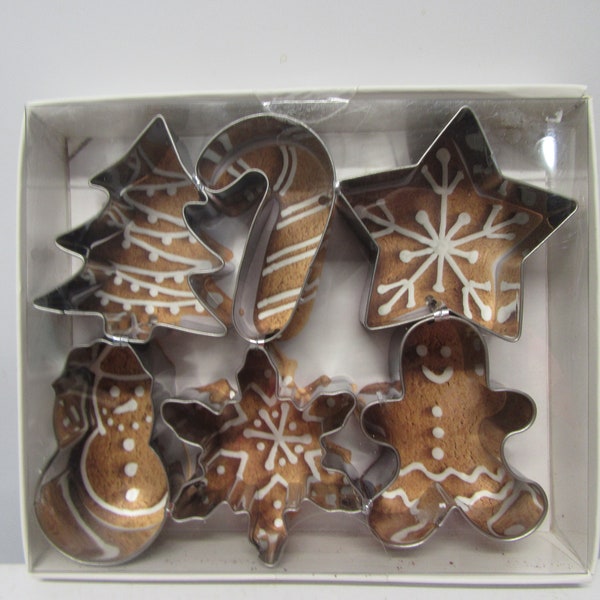 Sur Le Table Stainless Steel Christmas Holiday Mini Cookie Cutters - 6pc Set