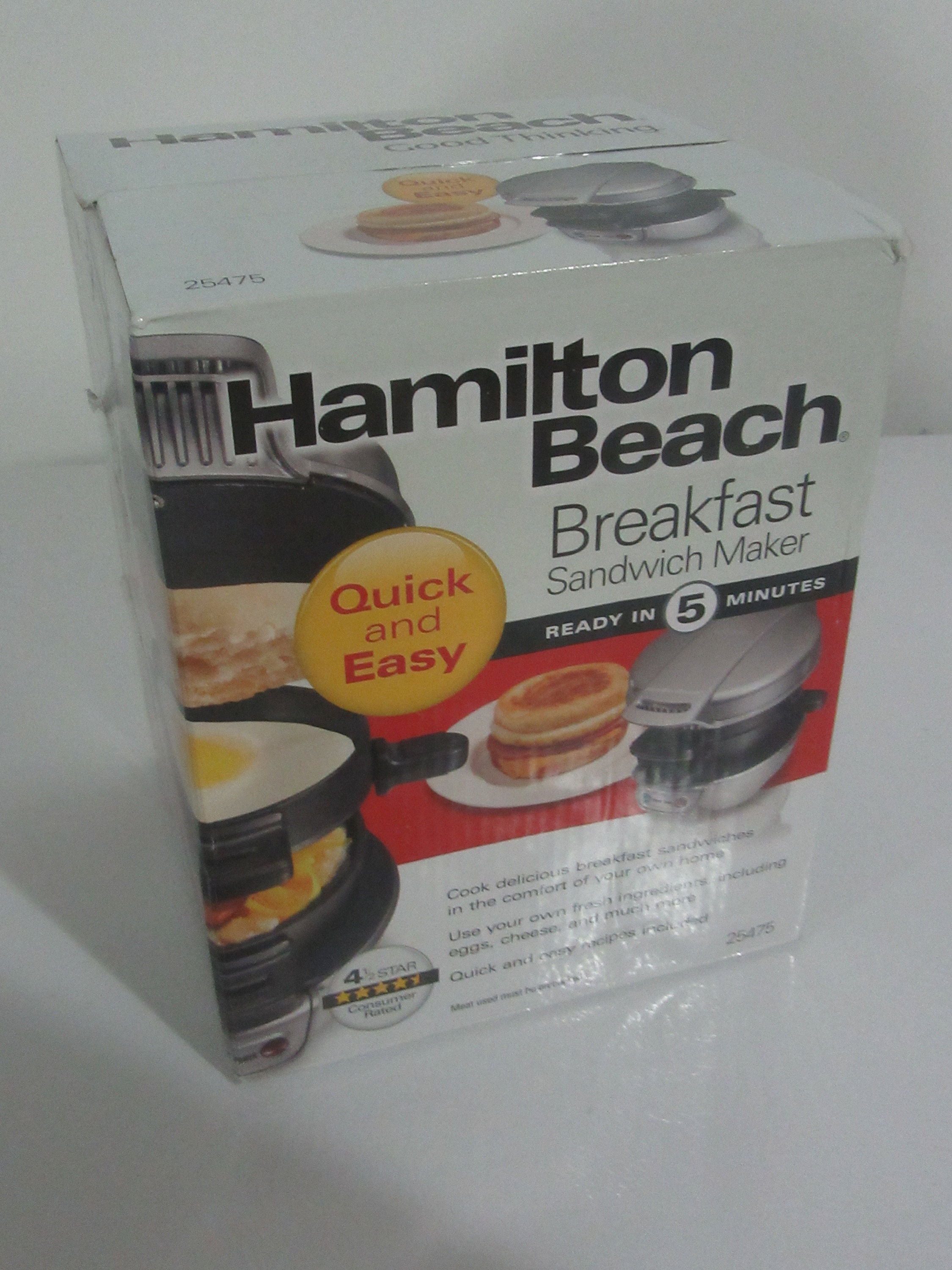 Hamilton Beach Breakfast Sandwich Maker with Egg Cooker Ring, Customize  Ingredients, Silver, 25475 