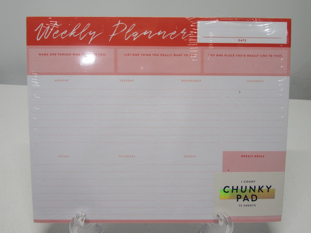 Desktop Weekly Calendar Chunky Pad 75 Sheets Etsy