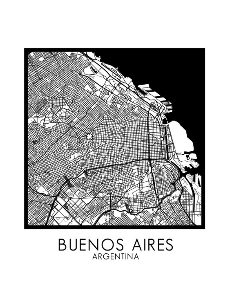 Buenos Aires Printable City Map Download DIY Modern | Etsy
