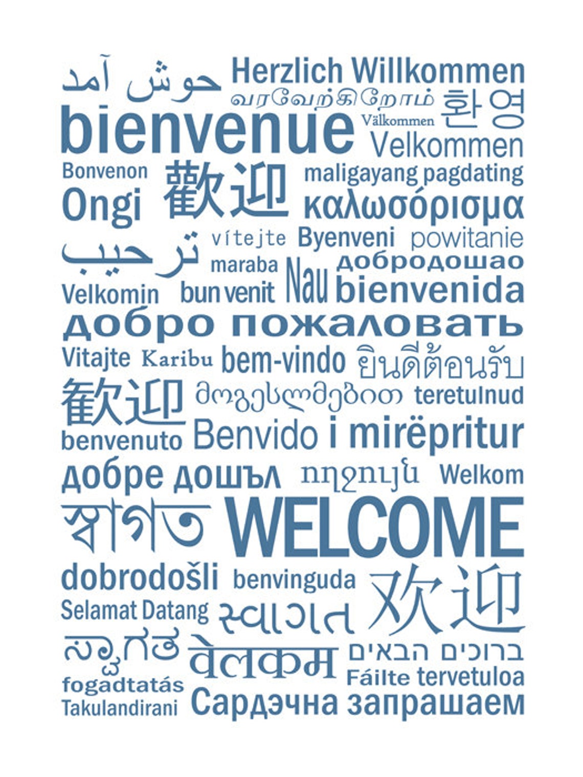 Welcome Different Languages Printable Household Art Print Etsy