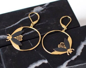 Hoop earrings. Handmade hoop. Gold hoop. Design hoop. Jewelry designed and made in Paris/France. Totally handmade. 24k gold. Elegant Wedding