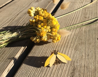 Yellow insect formica pin/brooch. Jewelry designed and made in Paris/France. Totally handmade. 24k gold. Elegant Wedding