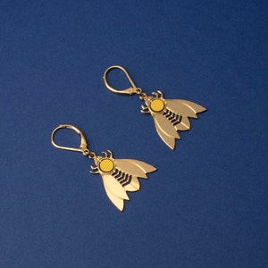 Insecte formica earrings. Jewelry designed and made in Paris/France. Totally handmade. 24k gold. Elegant Wedding image 1