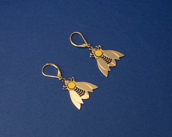 Insecte formica earrings. Jewelry designed and made in Paris/France. Totally handmade. 24k gold. Elegant Wedding