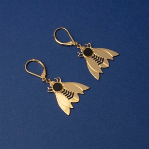 Insecte formica earrings. Jewelry designed and made in Paris/France. Totally handmade. 24k gold. Elegant Wedding image 2