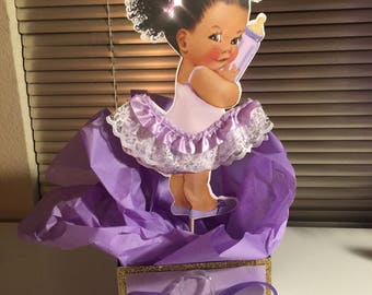 Baby Girl Afro Puff Tutu Centerpiece Shower Birthday