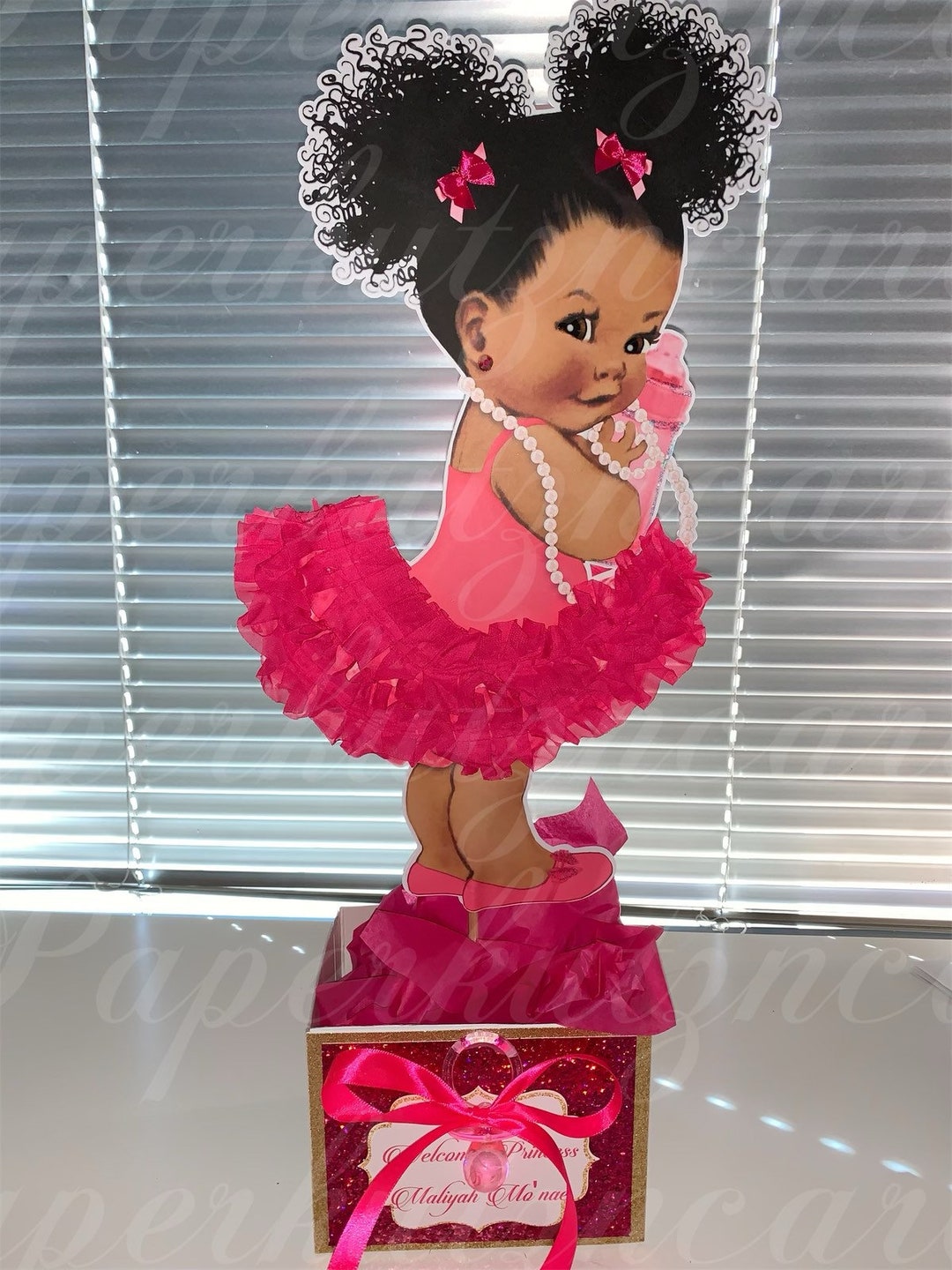 Hot Pink Afro Puff Baby Girl Centerpieces Tutu Royal Princess African