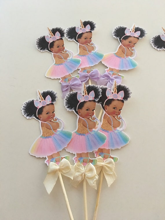 Download Afro Puff Unicorn Pastel Baby Girl Tutu Baby Shower Cupcake Etsy