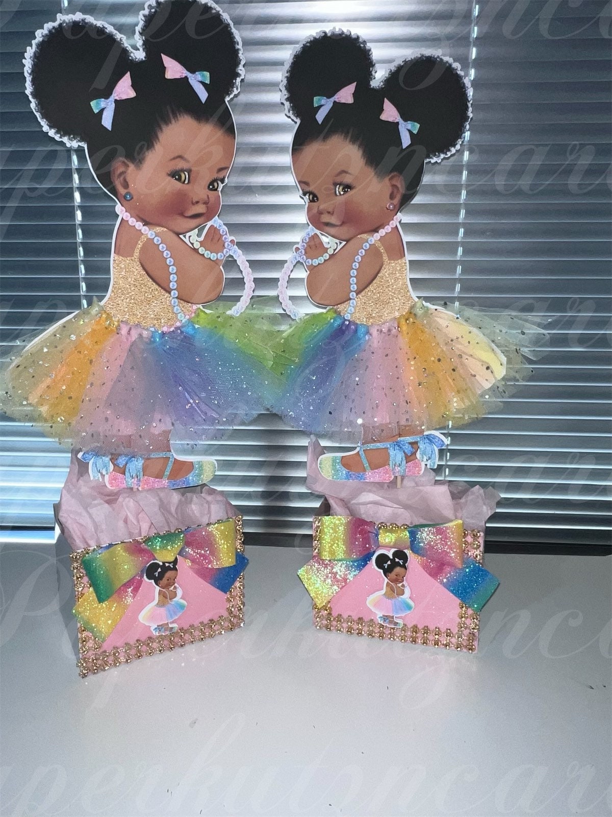 candy pastel rainbow gold centerpieces Tutu baby shower princess baby shower baby girl centerpiece princess royal table