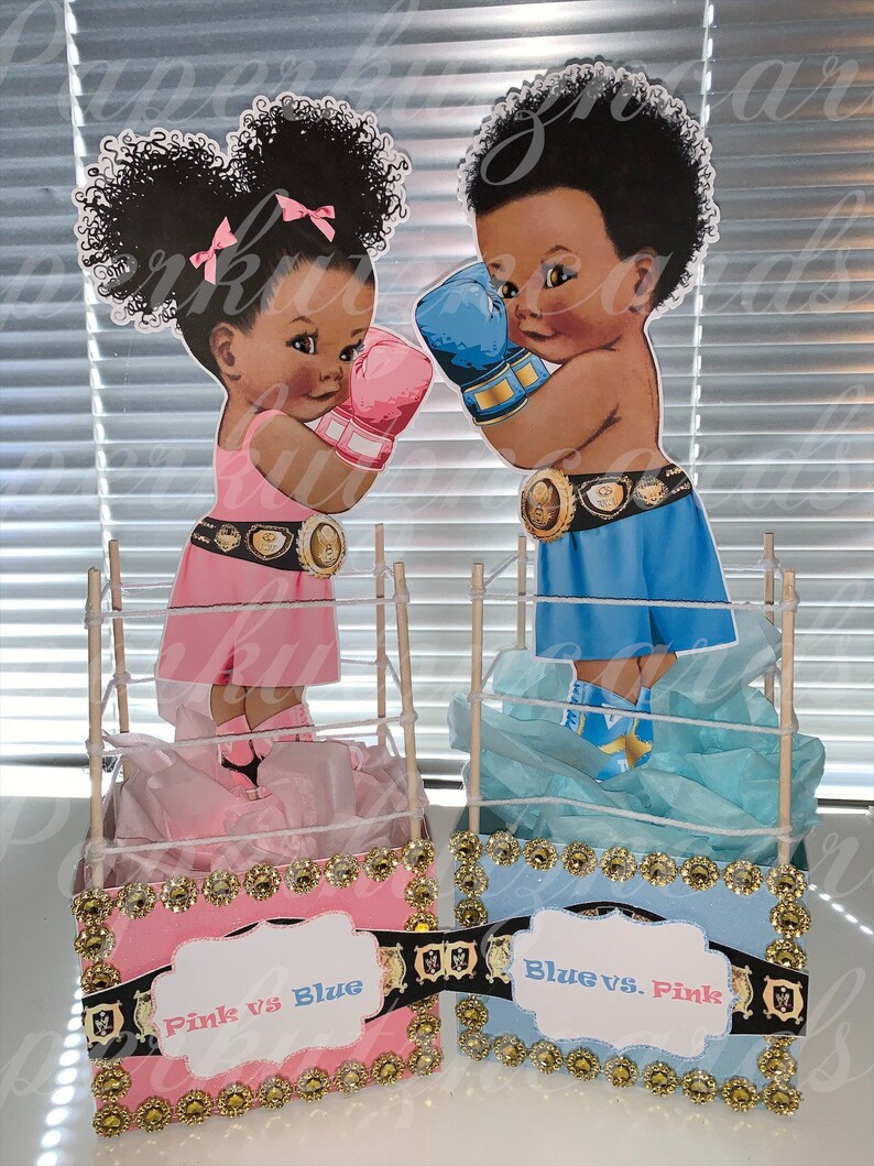 Boxing Gender reveal baby shower team blue or team pink what Etsy