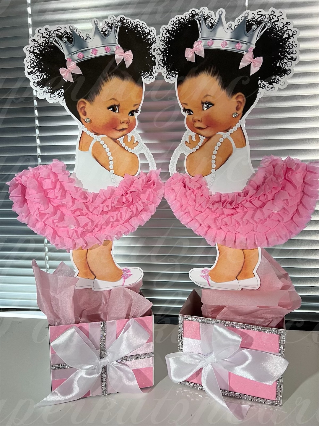 Baby Girl Afro Puff Centerpiece, Baby Shower, Birthday Party, Royal