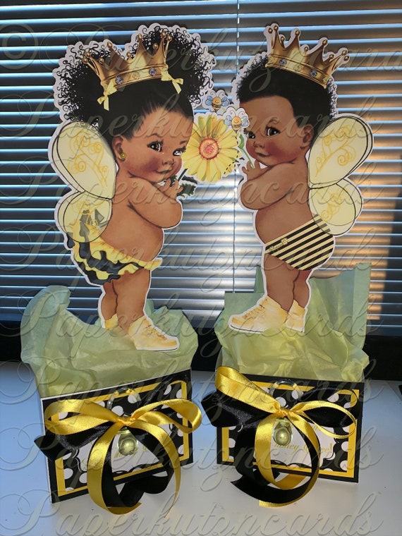 Bumble Bee Centerpieces Gender Reveal Baby Shower Afro Puff - Etsy