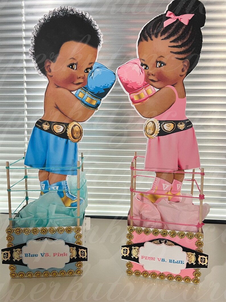 Boxing Gender Reveal Baby Shower Team Blue or Team Pink What Etsy