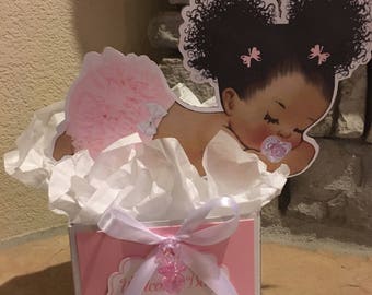 Pink Sleepy time binky baby, tutu baby,  pink afro puff baby, centerpiece, baby shower birthday party