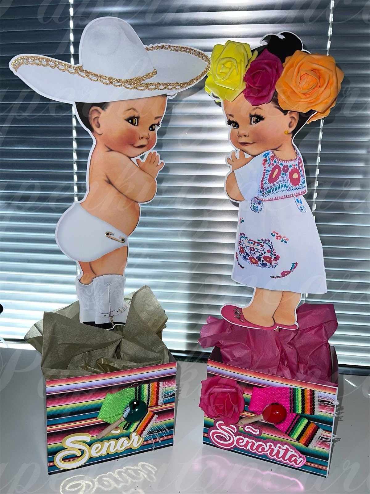 Gender Reveal Señor and Señorita Centerpieces Mexican Fiesta picture