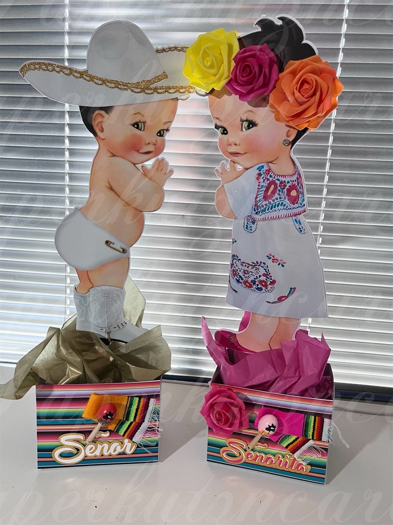 Gender Reveal Señor and Señorita Centerpieces Mexican Fiesta Etsy