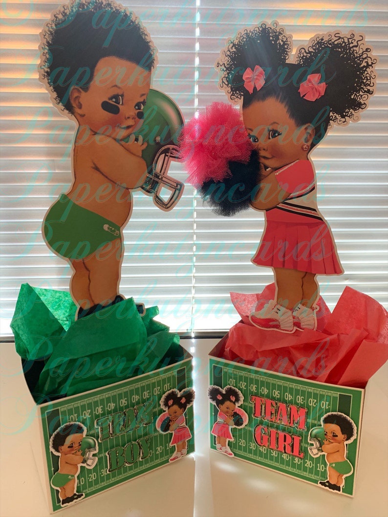 Gender reveal baby shower African american centerpiece touch Etsy