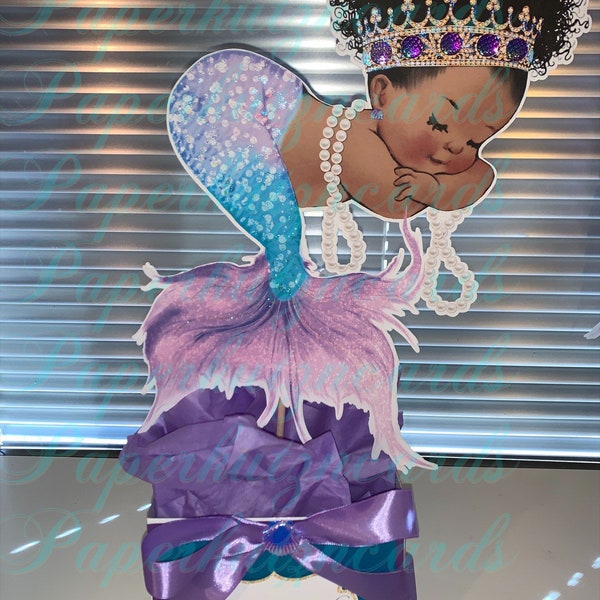 Mermaid turquoise purple  lavender centerpieces table decorations baby shower birthday party
