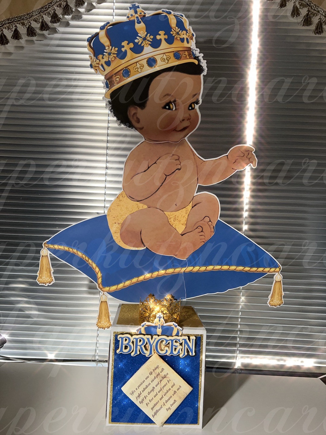 Royal Sitting Pillow Baby Shower Blue and Gold Prince African Etsy