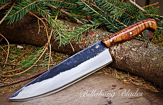 CCK Cleaver with stabilized walnut and curly maple handle  Kitchen knives,  Handcrafted knife, Kitchen knives handmade
