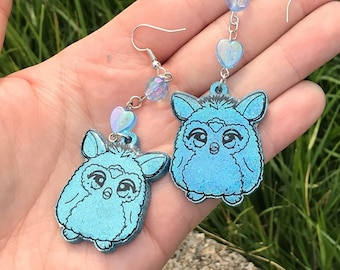 Blue Furby, earrings