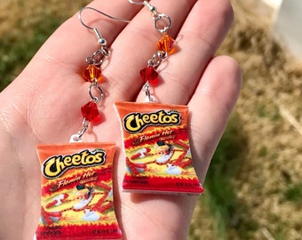 Cheetos Earrings, food earrings, funny earrings, cheese,cheese earrings,