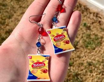 Pizza Earrings, PIZZA ROLLS, pizza jewelry, Food Inspired Jewelry, food inspired earrings, quirky earrings, fun earrings, dangle earrings,