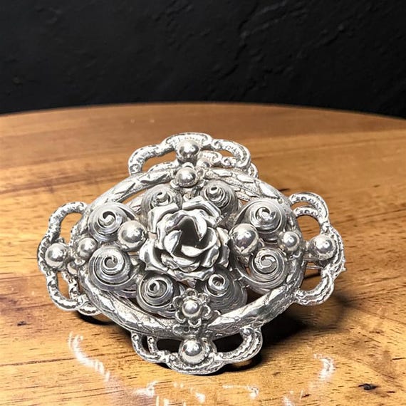 Antique Art Nouveau Sterling Silver 900 Brooch (Florence) Beautiful Art Work