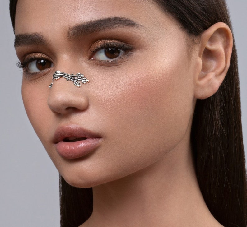 Big Silver Berries Nose Cuff Nose Jewel Wedding Jewelry Etsy UK