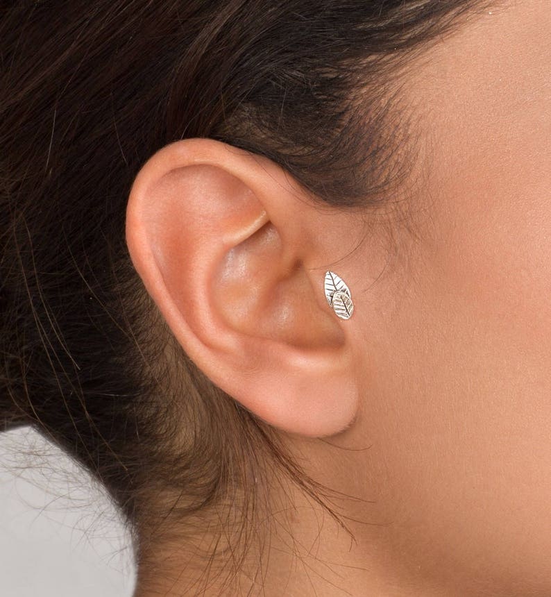 Silver Tragus Earring leaf tragus earring tragus stud Etsy