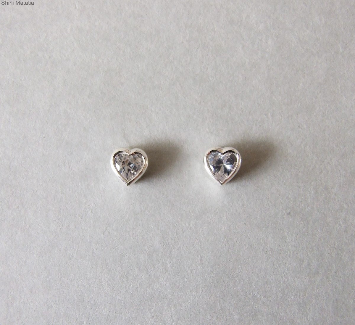 Stud Heart Earrings Silver Stud Earrings Silver Heart Etsy Israel