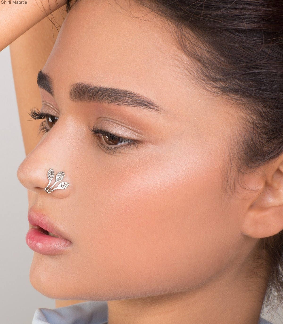 Silver Leaves Fake Nose Ring Faux Nose Ring Fake Nose Hoop Etsy