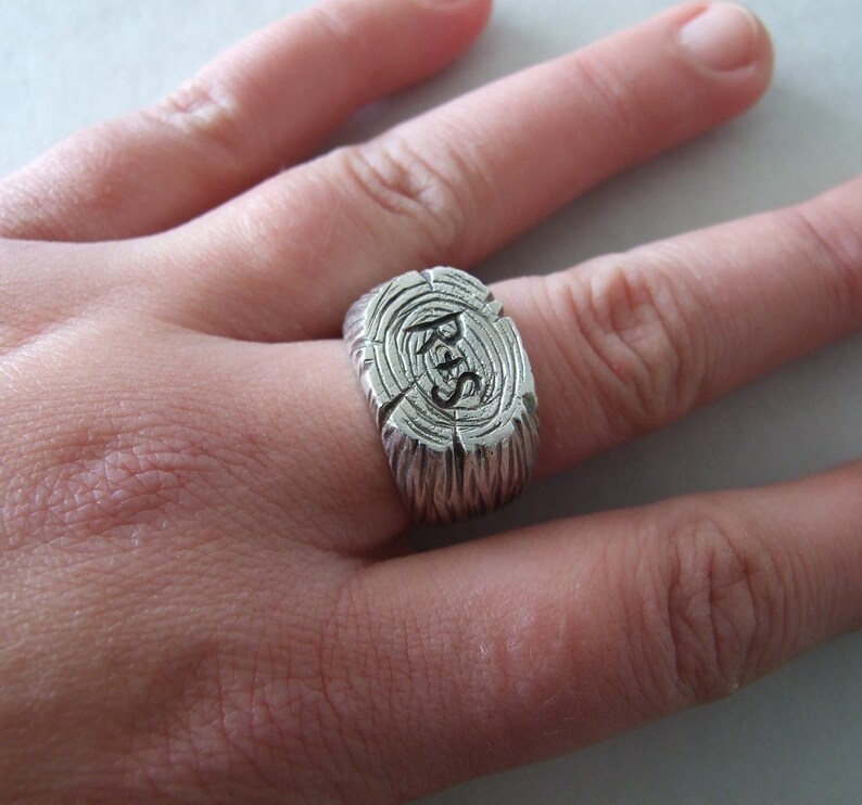 Rustic Silver Ring personalized ring tree ring rustic | Etsy