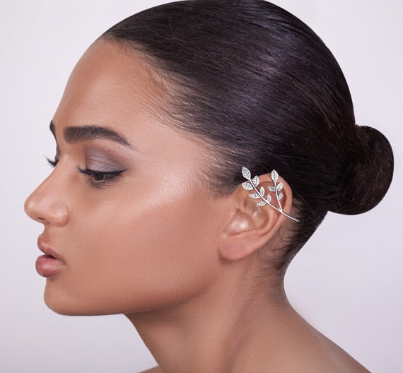 Silver Leaves Ear Cuff silver ear cuff leaves ear cuff Etsy