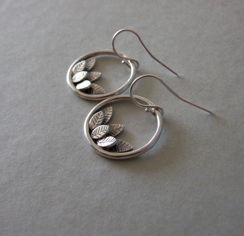 Silver Dangle Earrings silver earrings leaf earrings Etsy