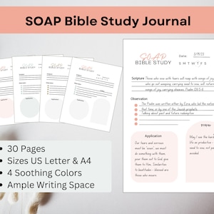 Plantilla de estudio bíblico, estudio bíblico SOAP, imprimible, diario de estudio bíblico imprimible, diario digital de estudio bíblico
