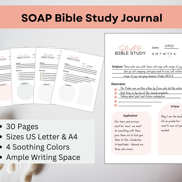 Bible Study Template, SOAP Bible Study, Printable, Bible Study Journal Printable, Bible Study Digital Journal